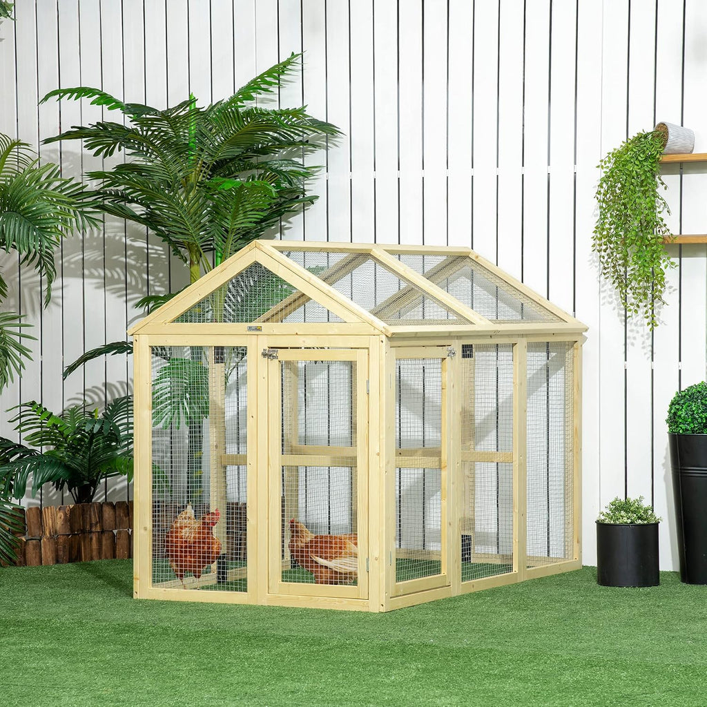 Chicken Run, Wooden Large Chicken Coop, Combinable Design with Perches & Doors for Outdoor, Backyard, Farm, 4.6' x