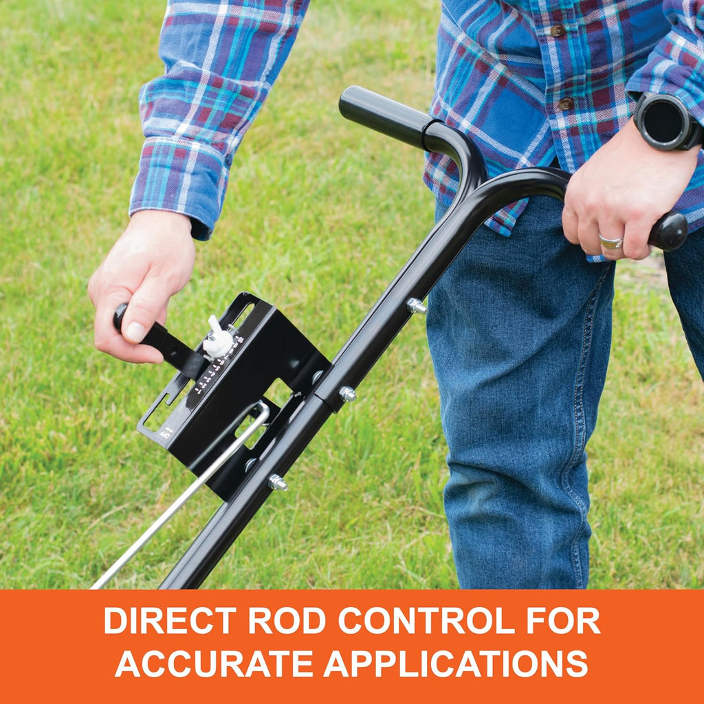Push Spreader Pro for Seed, Fertilizer and Lawn Care, 85 lb Capacity with 10 Ft Spread Width and Pneumatic Tires