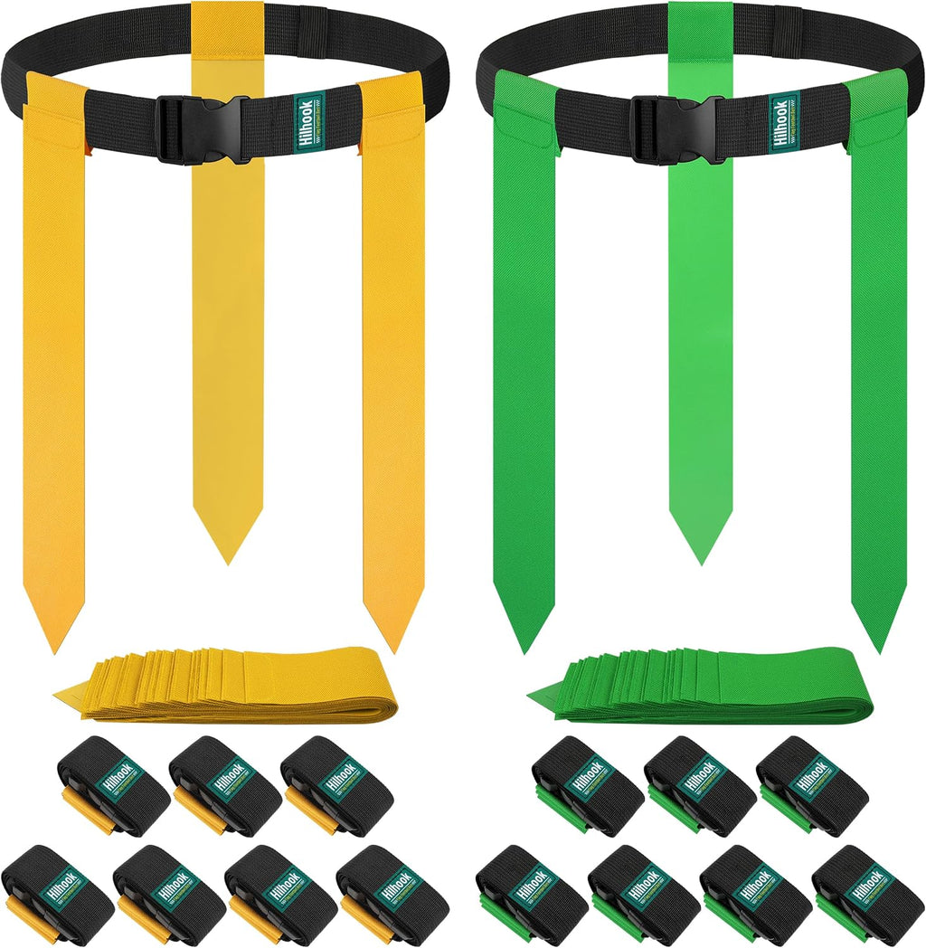 14-Player Flag Football Belts with 42 Flags For Kids, Youth & Adult | Two-Color, One Size Fits All, Quick-Release