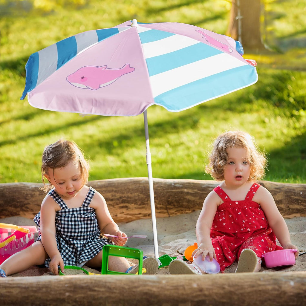 47 Inch Seaside Beach Umbrella for Sand Box Water Table - Kids shade Umbrella for children Beach Camping Garden
