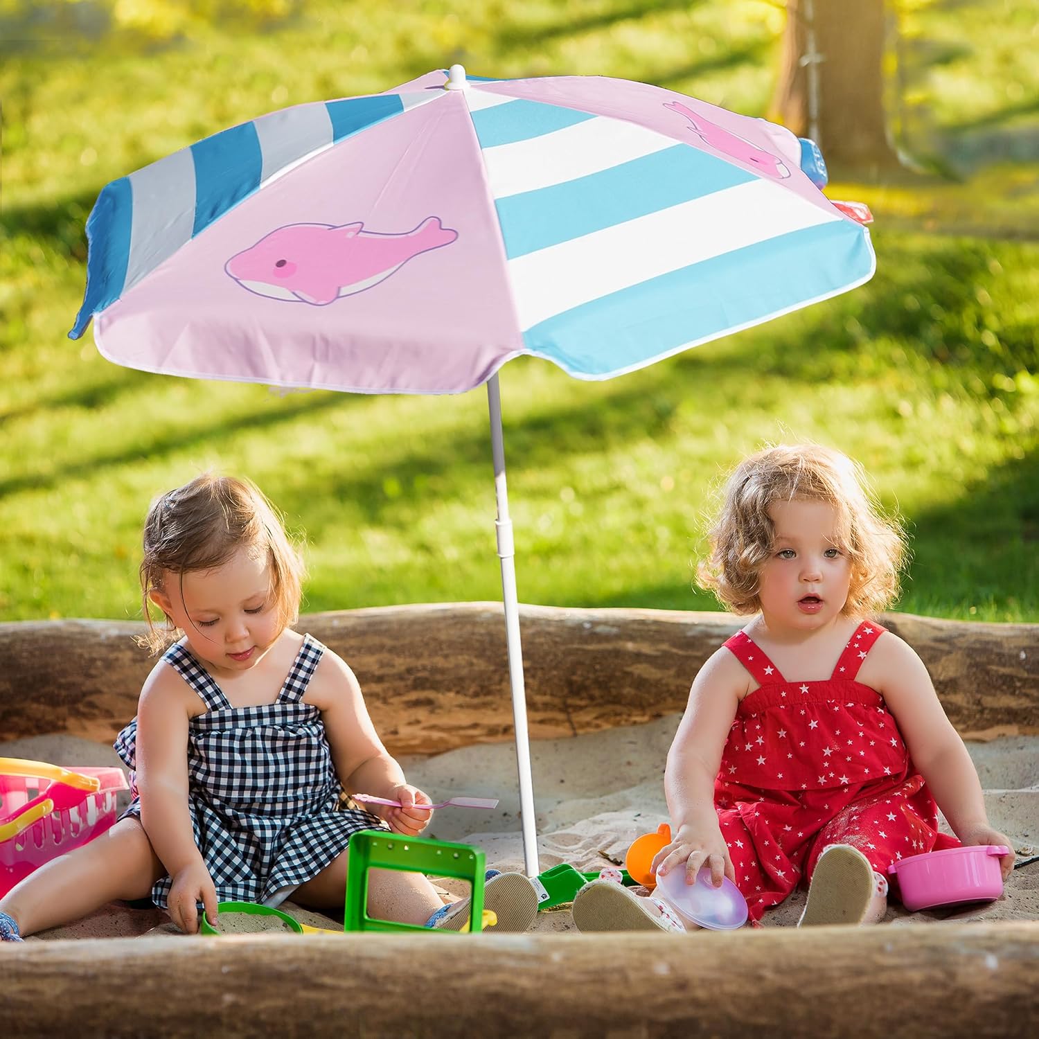 47 Inch Seaside Beach Umbrella for Sand Box Water Table - Kids shade Umbrella for children Beach Camping Garden