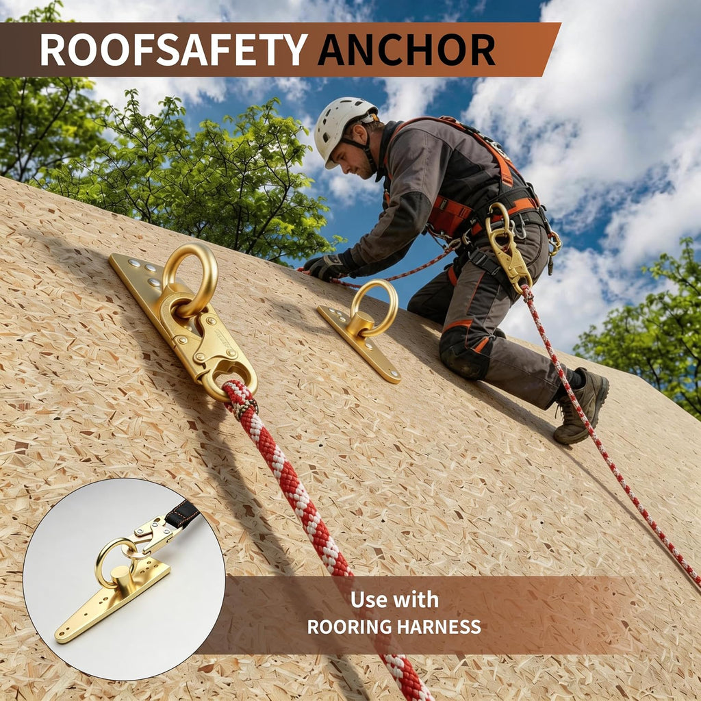 Reusable Roof Anchor for Fall Protection, Gold-Plated Steel