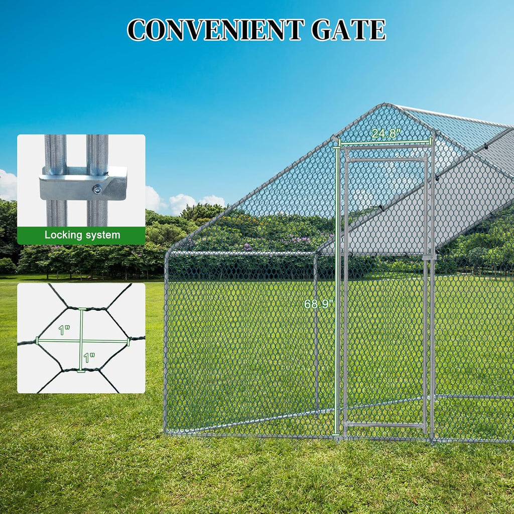 Chicken Coop, 13×10 FT Large Metal Chicken House, Poultry Habitat Cage with Waterproof Cover, Walk-in Chicken Run Pen
