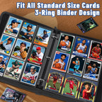 Trading Card Binder Sleeves, Baseball Holder, Black, 1800 Pockets
