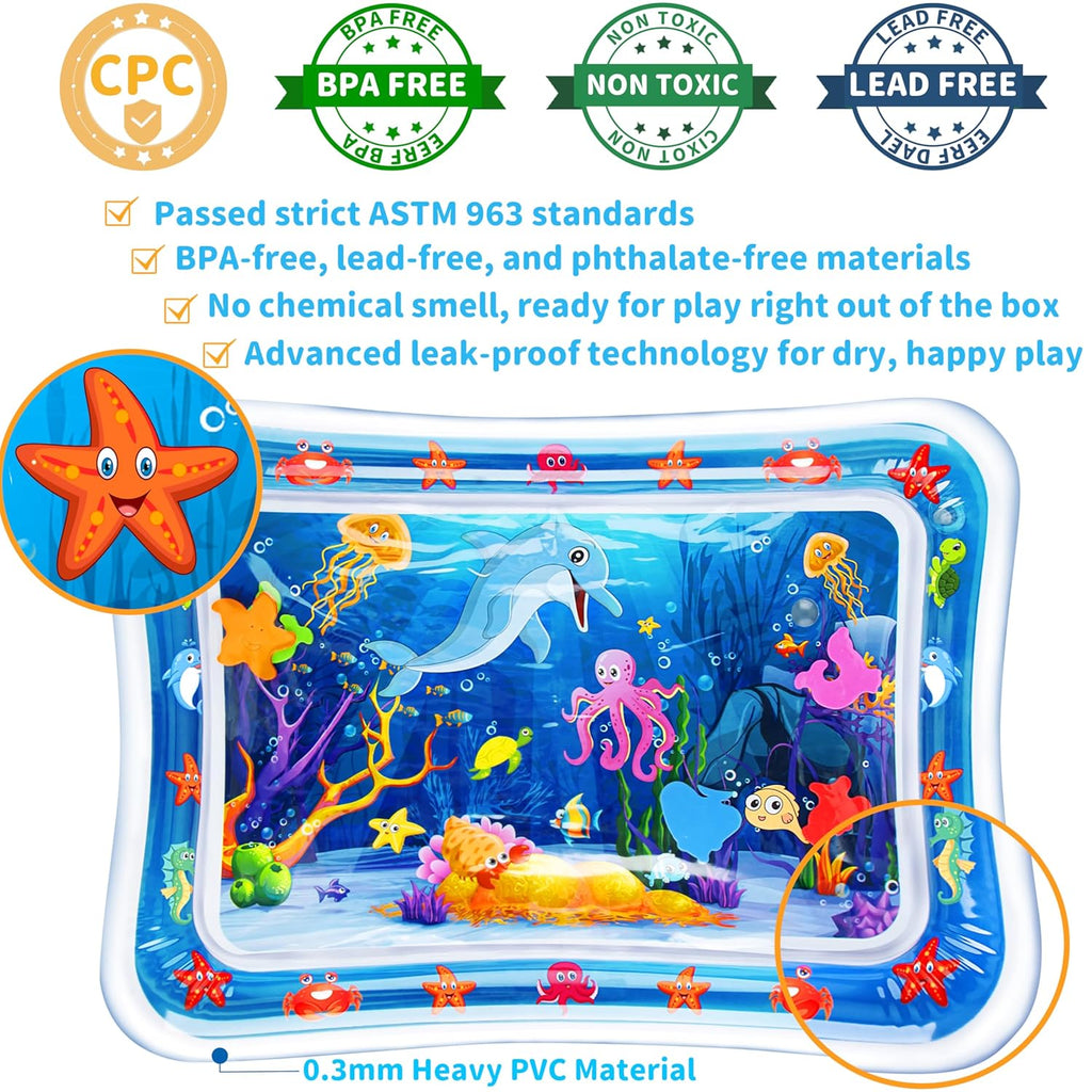 Tummy Time Water Mat丨Inflatable Tummy Time Water Play Mat for Babies, Infants and Toddlers 3 to 24 Months Promote