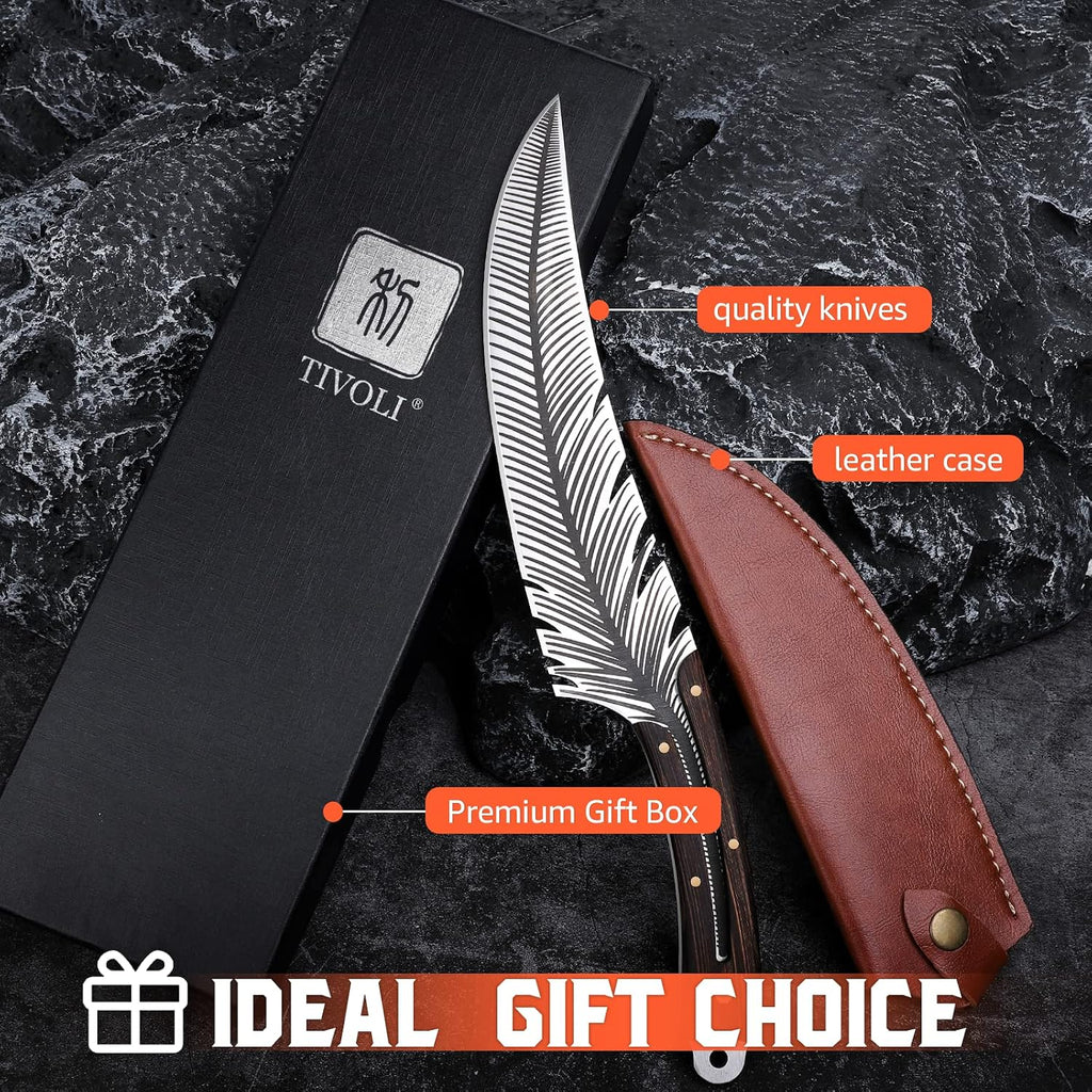 Feather Carving Knife, 8 Inch Boning Knife with Sheath and Gift Box