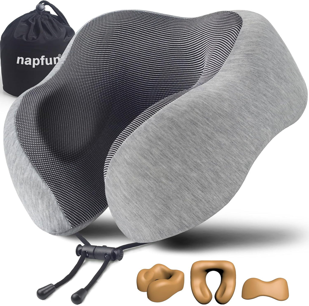 Neck Pillow for Traveling, Upgraded Travel Neck Pillow for Airplane 100% Pure Memory Foam Travel Pillow for Flight