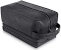 Mens Leather Toiletry Bag – Travel Dopp Kit, Shaving Bag, Grooming & Hygiene Organizer, Leather Toiletry Bag for Men