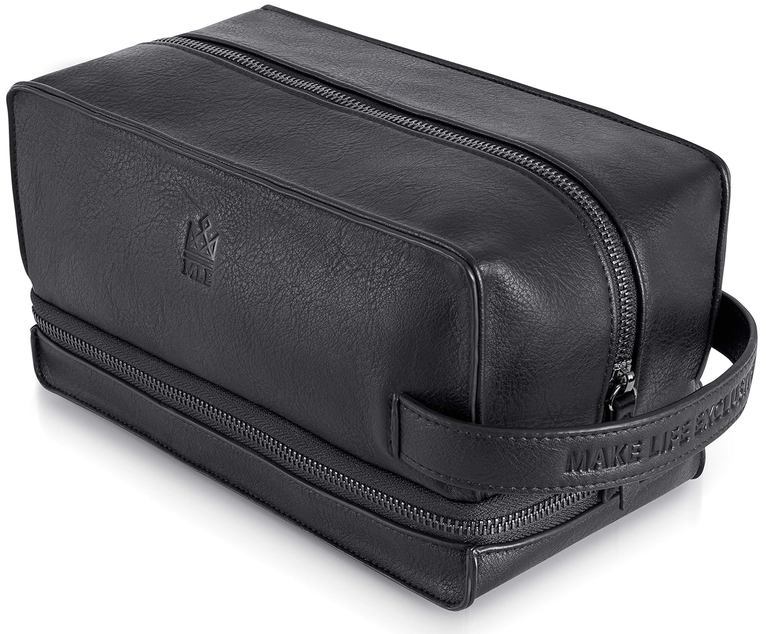 Mens Leather Toiletry Bag – Travel Dopp Kit, Shaving Bag, Grooming & Hygiene Organizer, Leather Toiletry Bag for Men