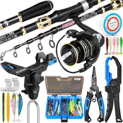 Fishing Gear,Full Fishing Pole kit Include Fishing Rod and Reel Combo, Tackle Box with Fishing Lures, Fishing