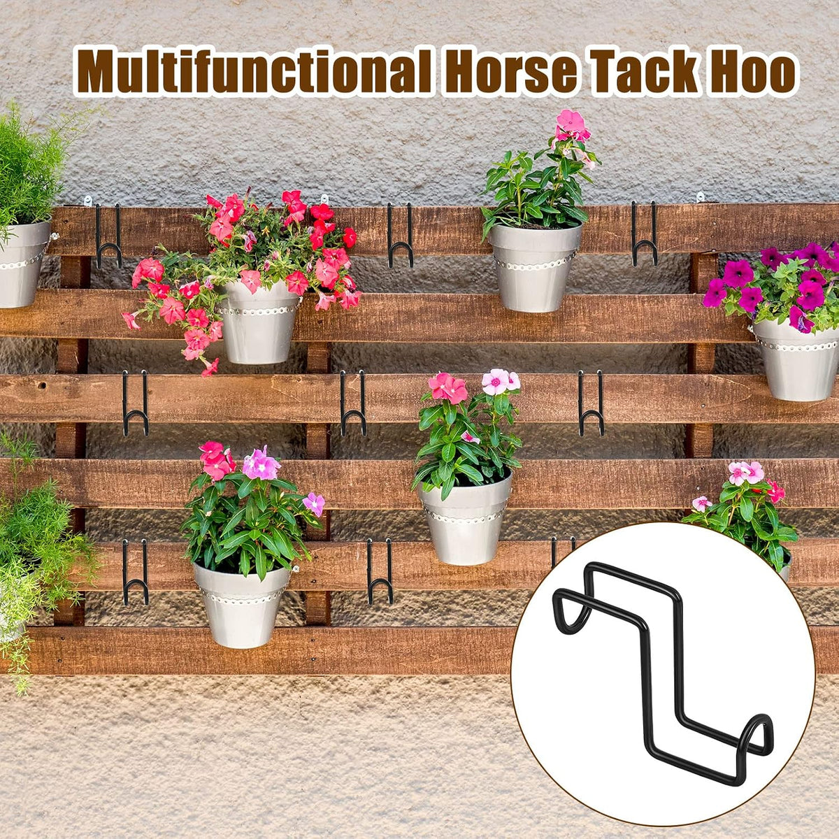 2 Pcs Heavy Duty Horse Tack Hooks Over Rail 4 Inch Metal,Black
