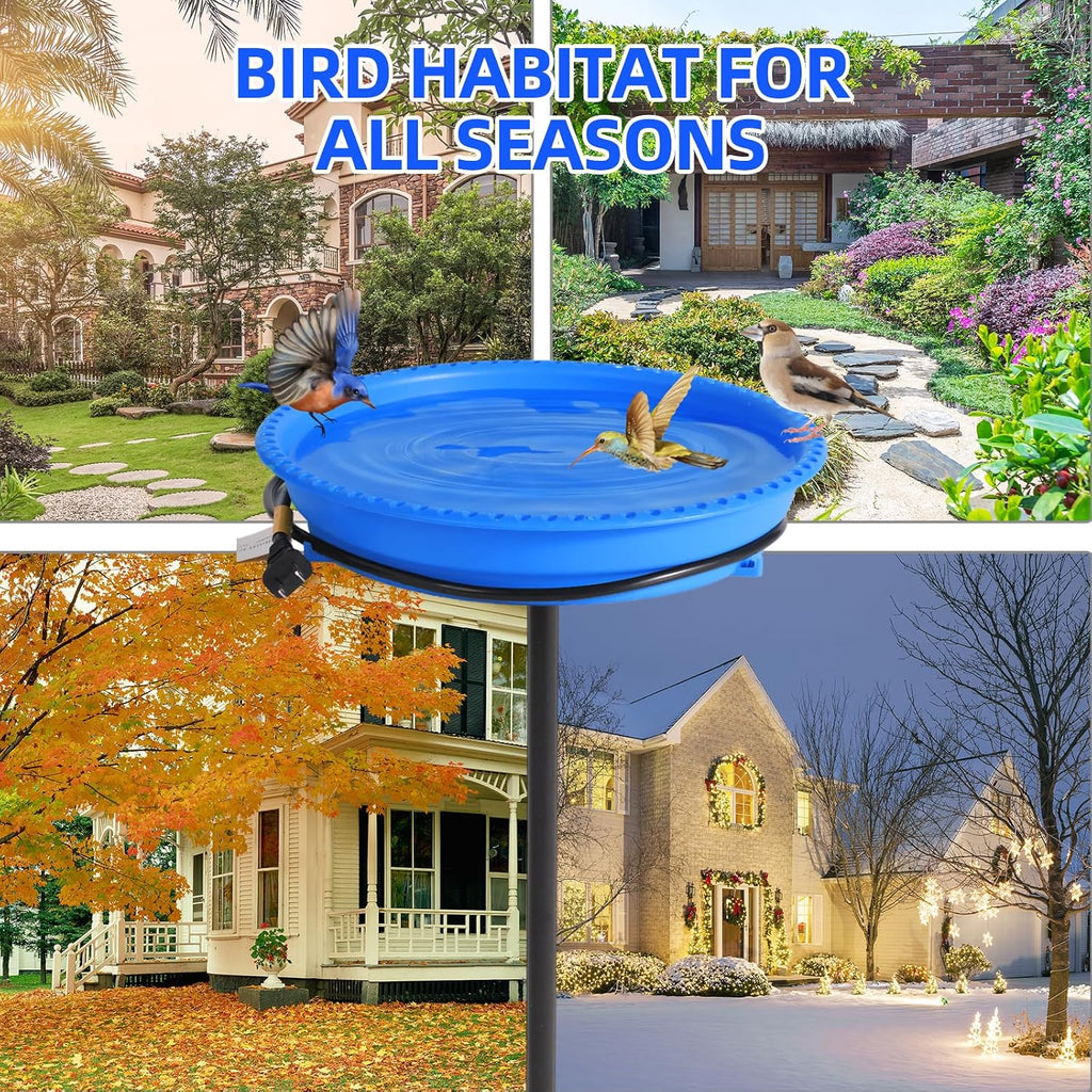 Heated Bird Bath for Outdoors for Winter, 75W Bird Bath Water Heater Bird Bath Deicer,Deep Bowl Thermostatic Control