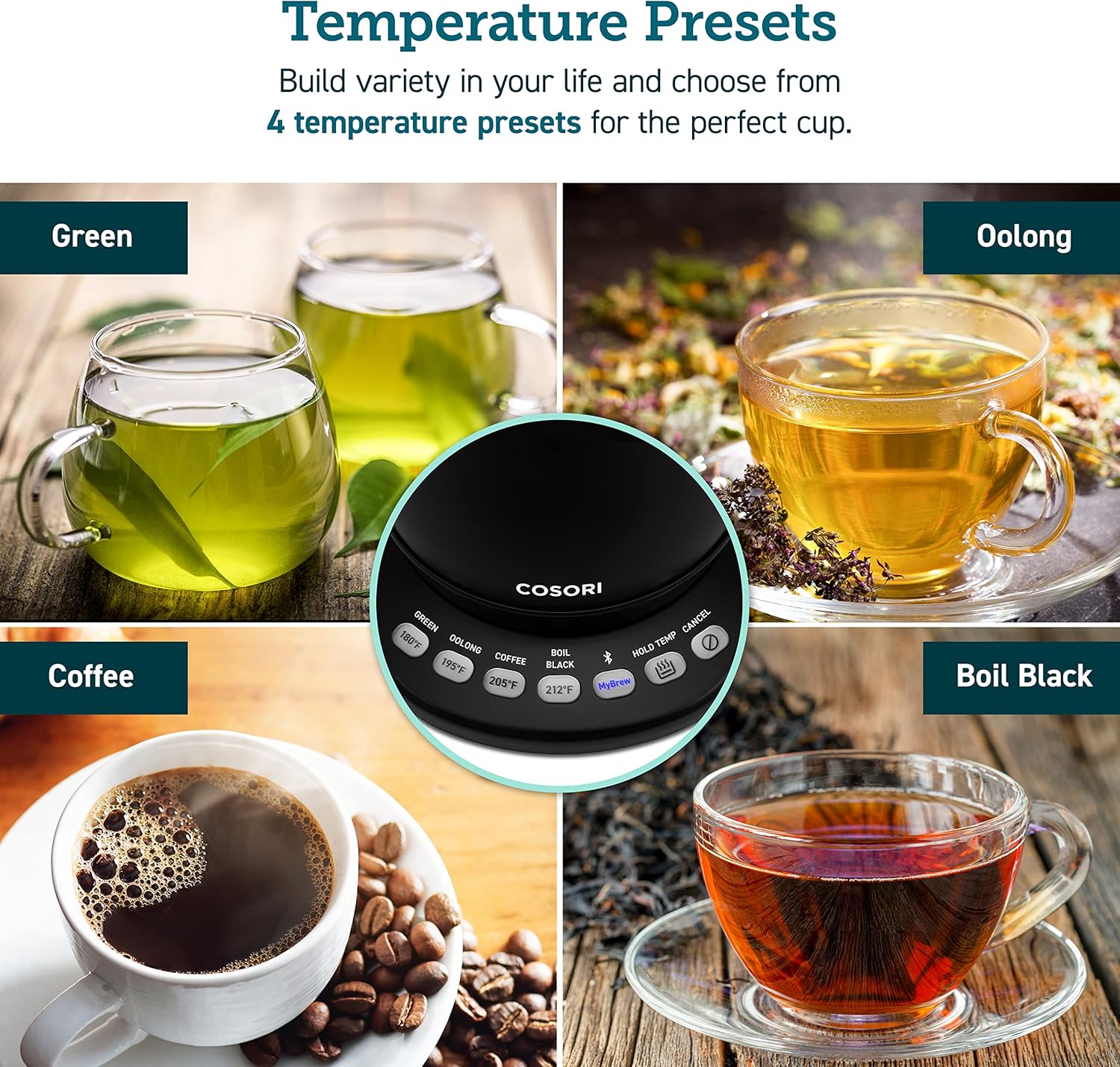 Smart Gooseneck Electric Kettle, App & Temperature Control, 0.8L | No Plastic Contact with Water, App Control, 4