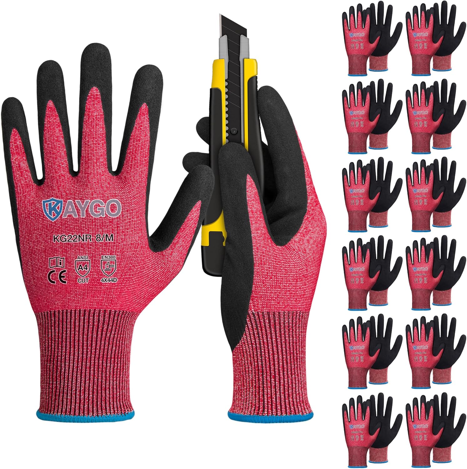 Cut Resistant Gloves Micro Finishing Nitrile Coated,Safety Work Gloves with Firm Grip,ANSI Cut A4,KG22N,Ideal for