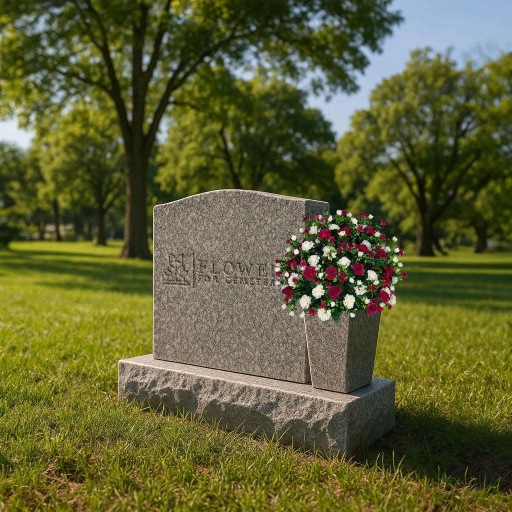 Artificial Cemetery Flowers - Gravesite Memorial Arrangment - Beauty & Cream Garden Mums - (1) Bouquet