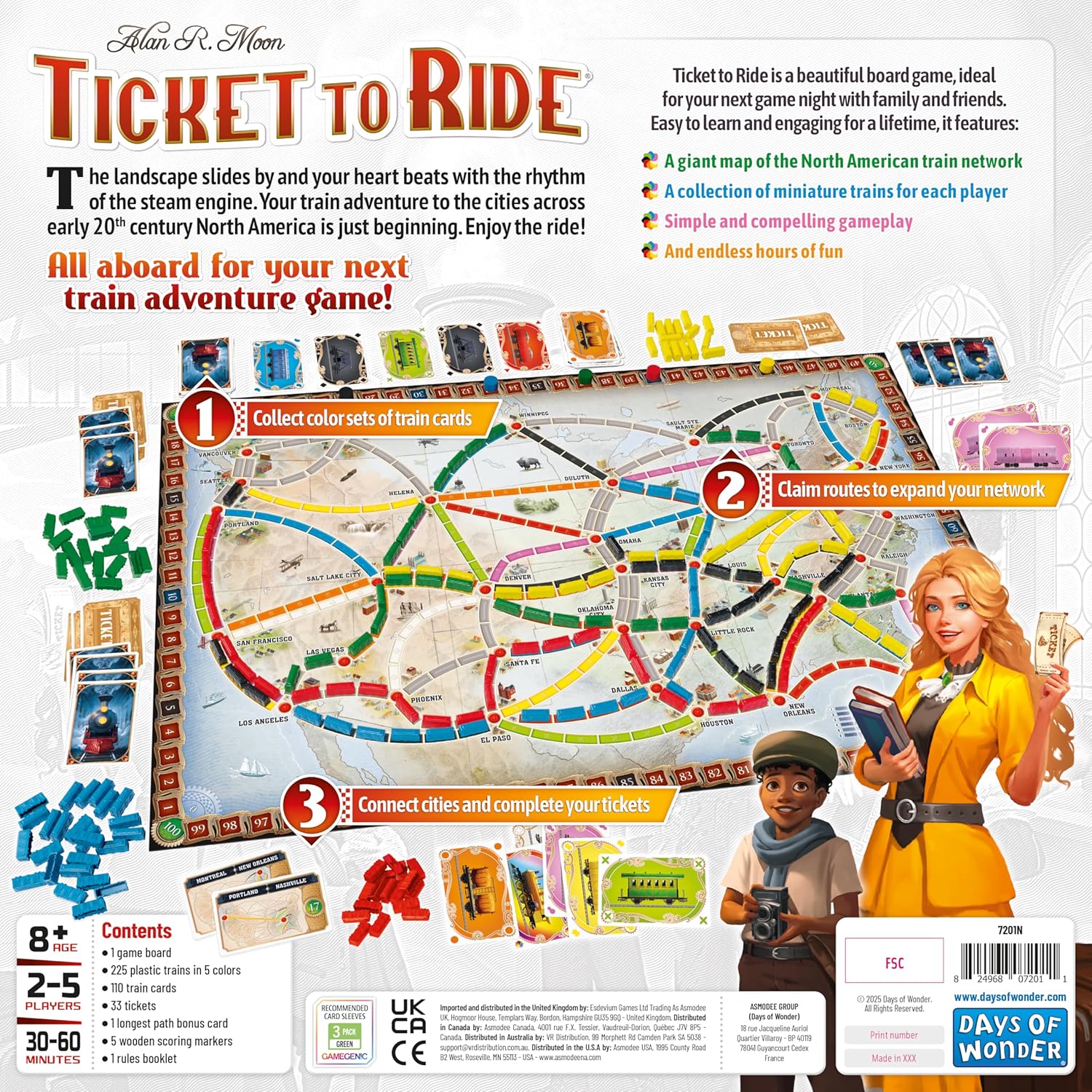 Asmodee Ticket to Ride Board Game (2025 Refresh) - A Cross-Country Train Adventure for Friends and Family, Strategy