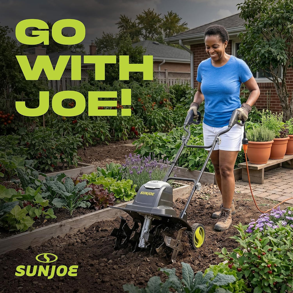 Corded Electric Garden Tiller & Cultivator with 15-Amp Motor and 6 Steel Tines – Heavy-Duty Rototiller with 15.7"
