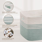 60L Woven Laundry Basket Hamper with Handles, Green