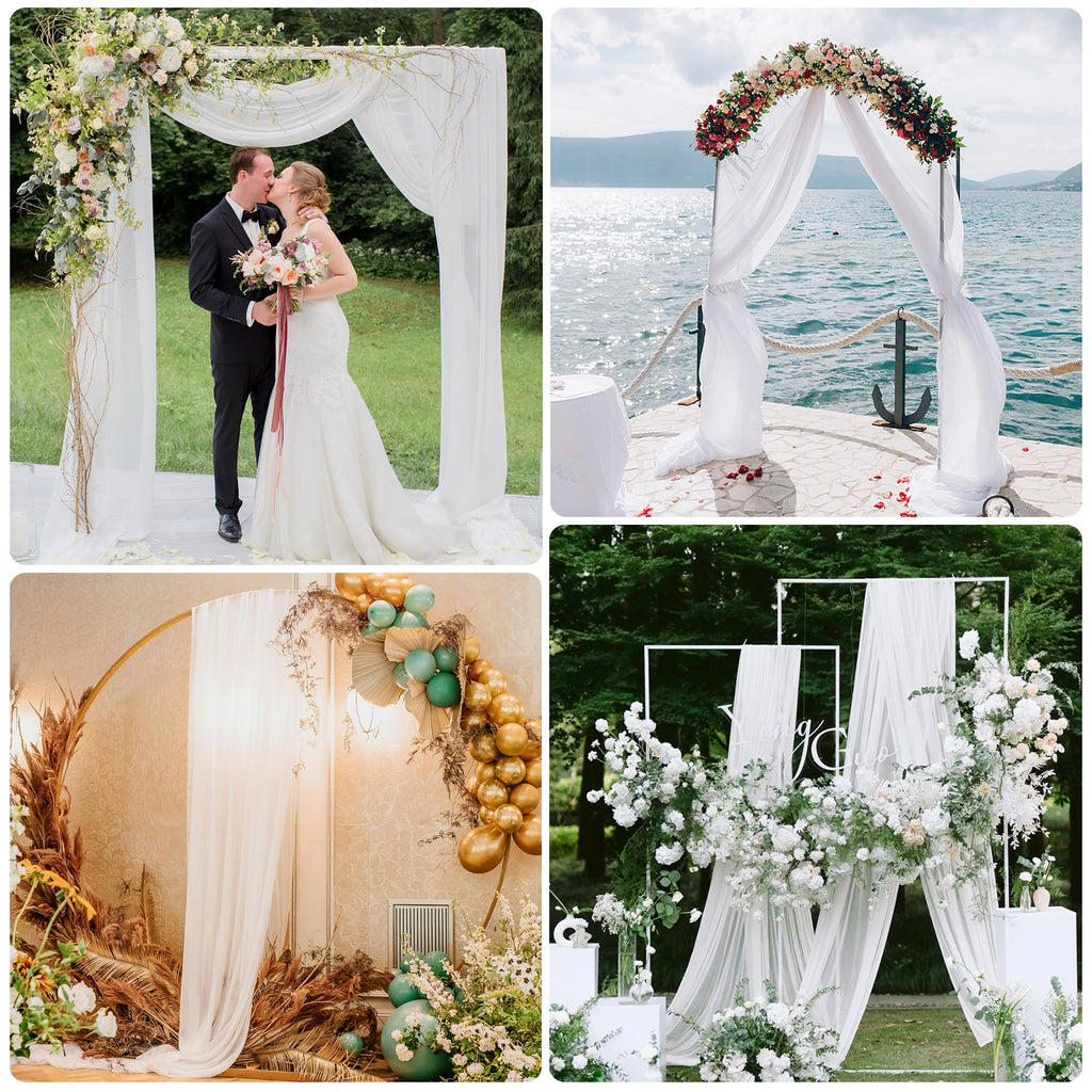 Wedding Arch Draping Fabric 2 Panels White Sheer Backdrop Drapes