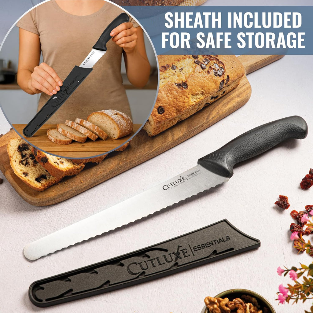 Bread Knife with Cover, 10" Serrated Knife for Sourdough Bread