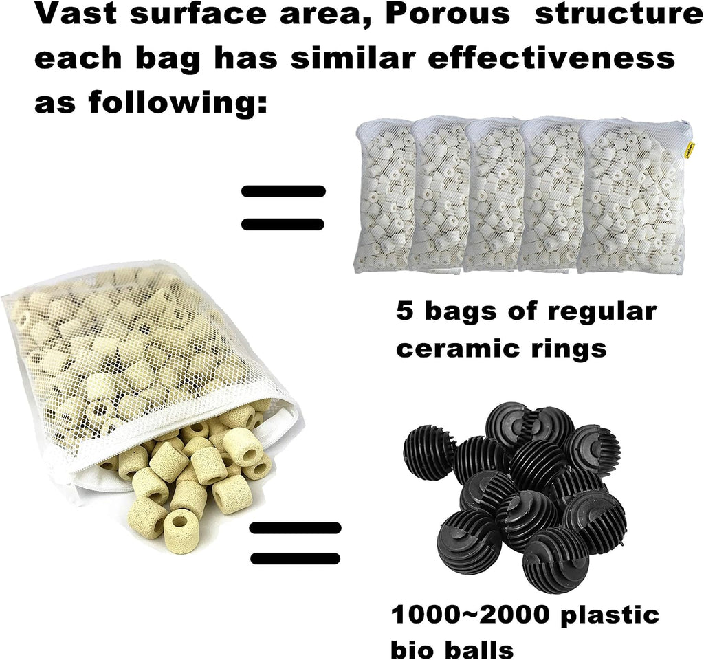 Ceramic Filter Media Bio Filter Rings 1lb / 2lb / 4lb / 8lb (180ct / 1lb)