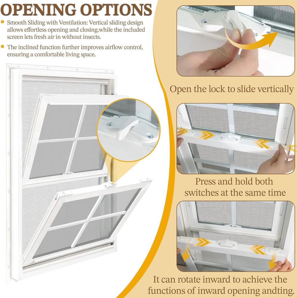 36" x 40" Vinyl Double Hung Window, White