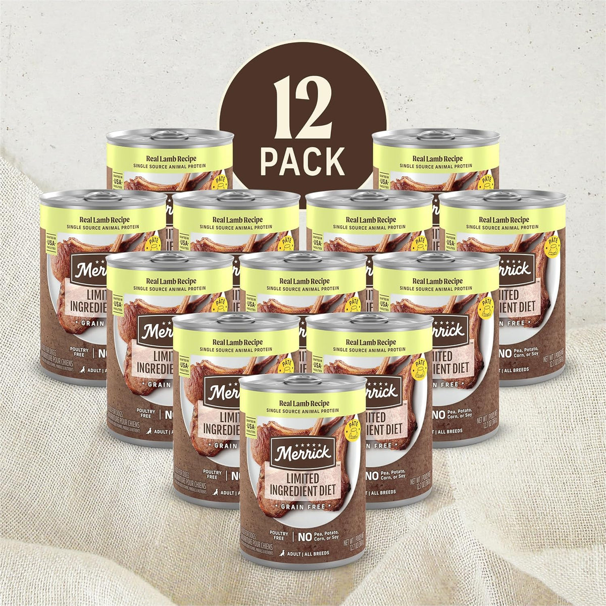 Limited Ingredient Lamb Wet Dog Food, Pack of 12, 12.7 oz Cans