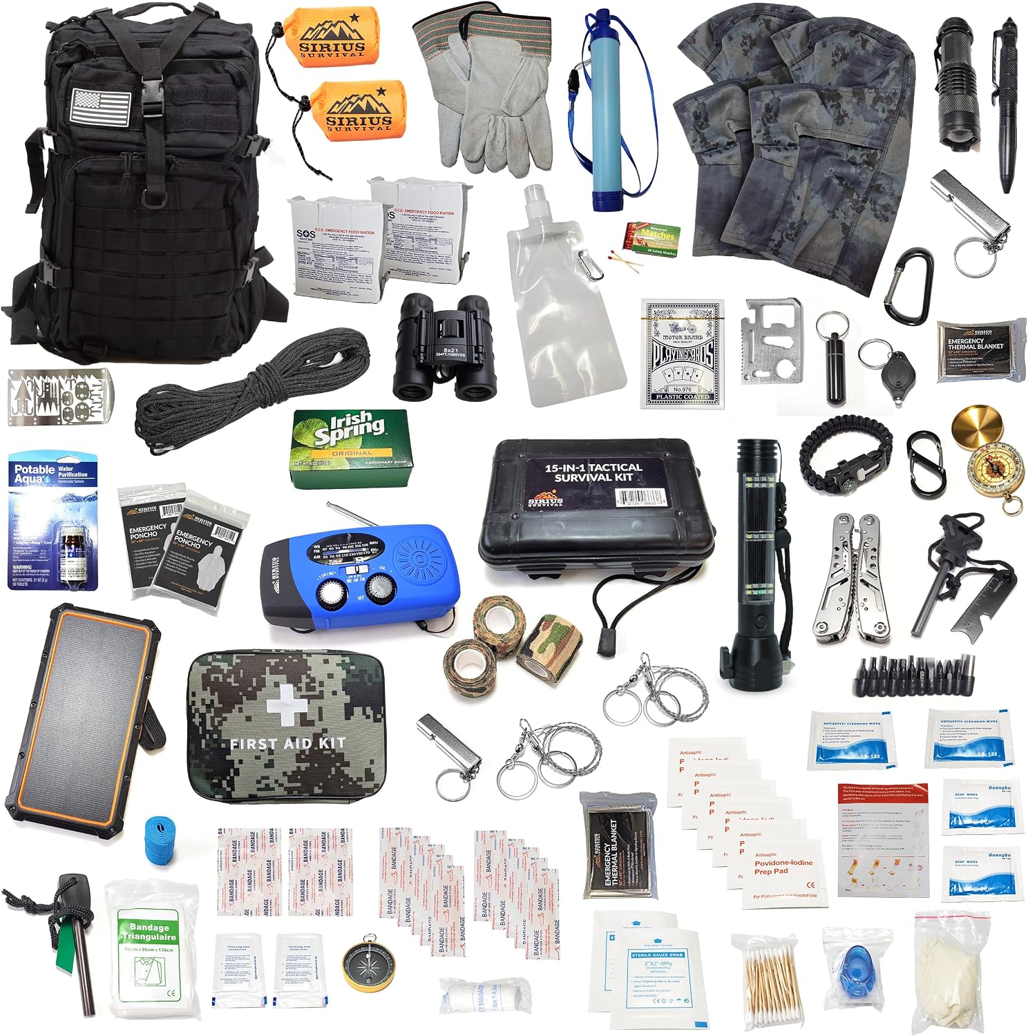 Sirius: Pre-Packed Bug Out Bag - 72 Hour Kit for 2 People - Bugout Backpack Survival Kit - Premium 50L Go Bag