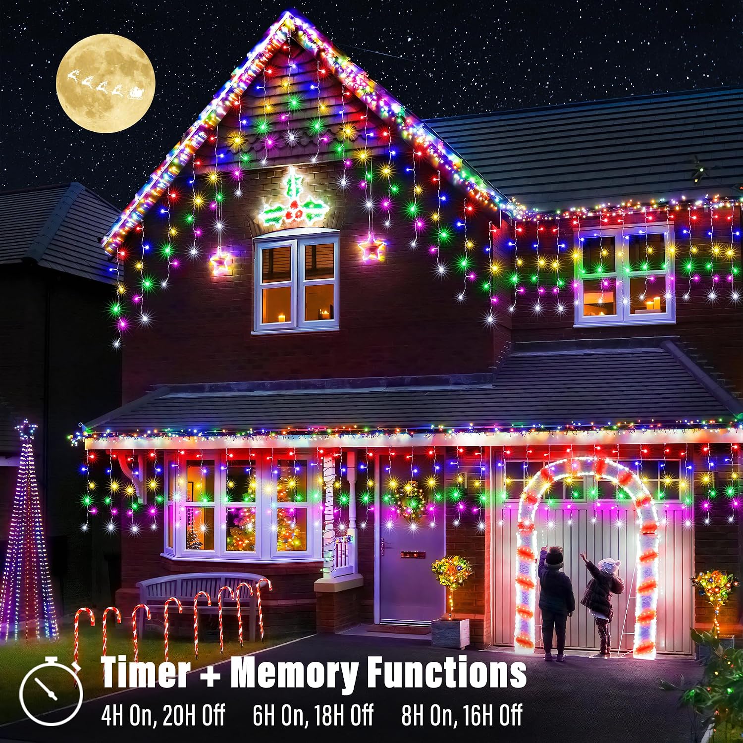 35Ft RGB Color Changing Icicle Lights - Waterproof Christmas Lights with Remote for Holiday, Wedding, Party, Eaves