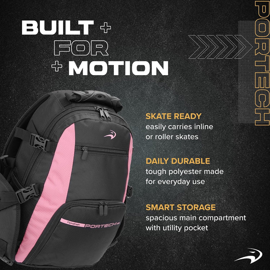 Portech Travel Backpack - Urban Inline Skates Sports Backpack, Skating Bags, Travel Bag, Inline Skate Bag for Women &