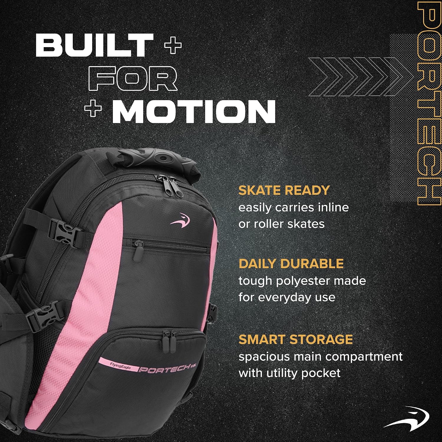 Portech Travel Backpack - Urban Inline Skates Sports Backpack, Skating Bags, Travel Bag, Inline Skate Bag for Women &
