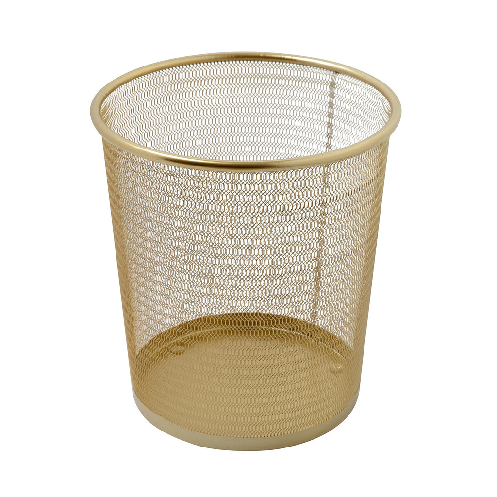 Ryder 4.5 Gallon Mesh Metal Wastebasket, Gold