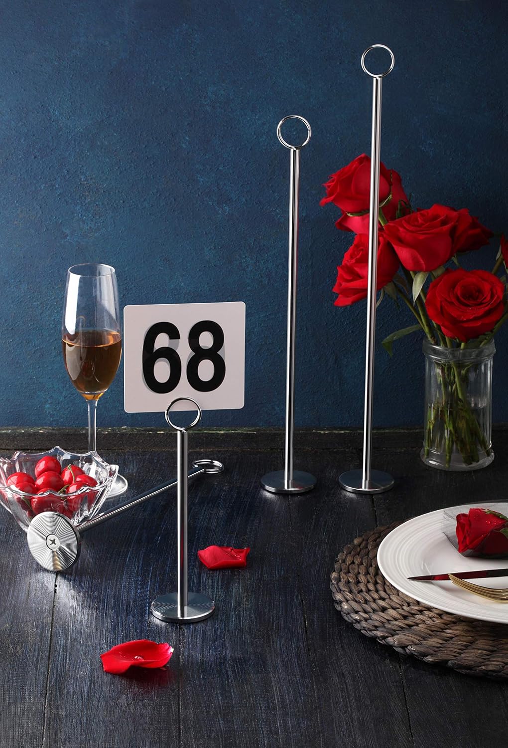 Ring-Clip Table Number Holder / Place Card Stand, 15 Inch, Black Finish, Set of 12