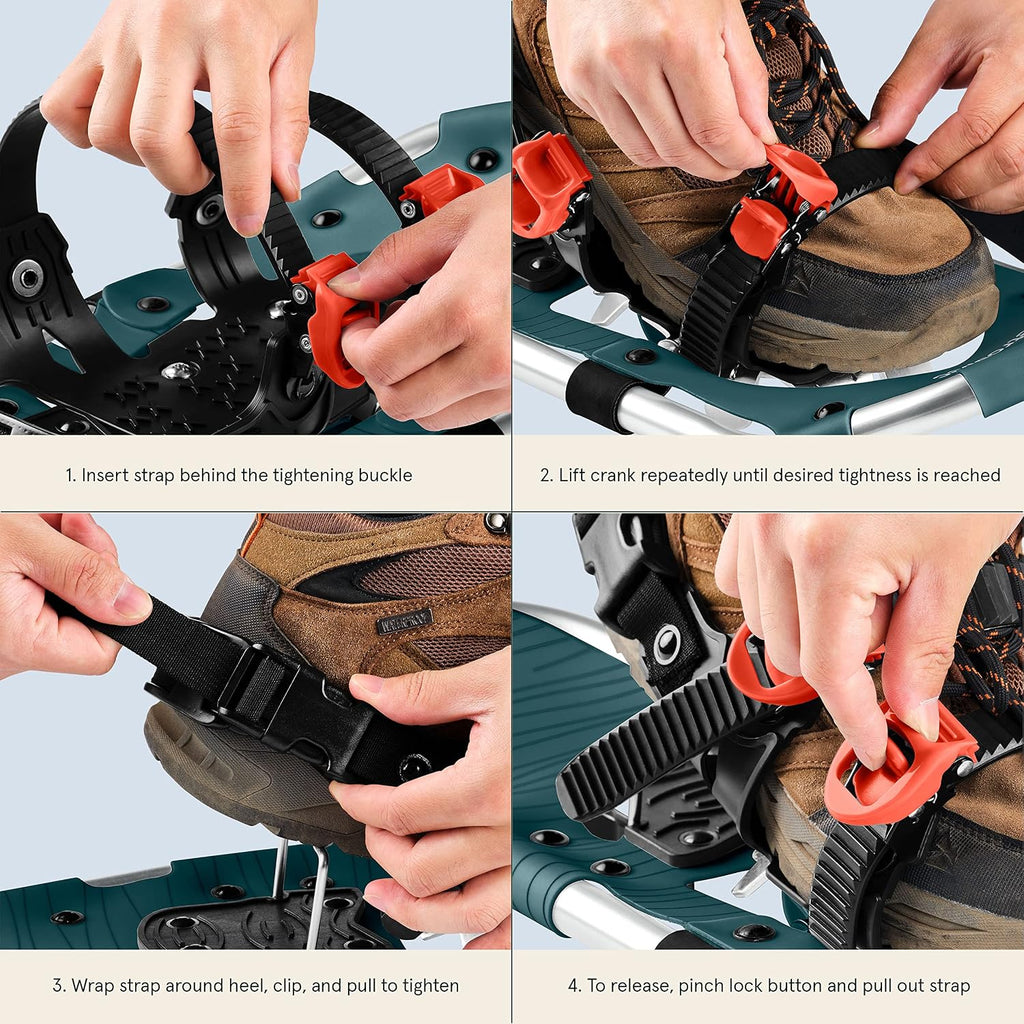 Drifter Snowshoes & Trekking Poles Bundle with Adjustable Bindings - Lightweight Aluminum Snow Shoes for Women & Men