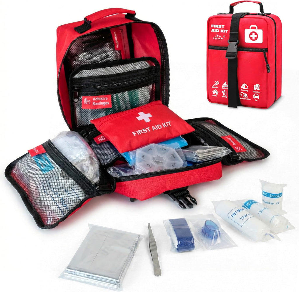 556 Piece Premium Large First Aid Kit, Survival Medical Bag with Labelled Compartments, Workplace Essential for Home