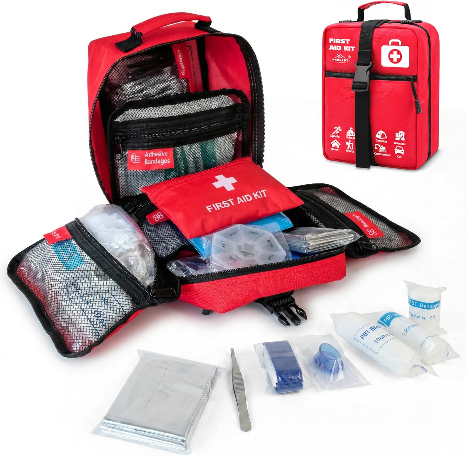 556 Piece Premium Large First Aid Kit, Survival Medical Bag with Labelled Compartments, Workplace Essential for Home