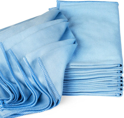 Zflow Microfiber Glass Cleaning Cloths - 8 Pack (16 x 16) - Streak Free - Lint Free - Quickly Clean Windows