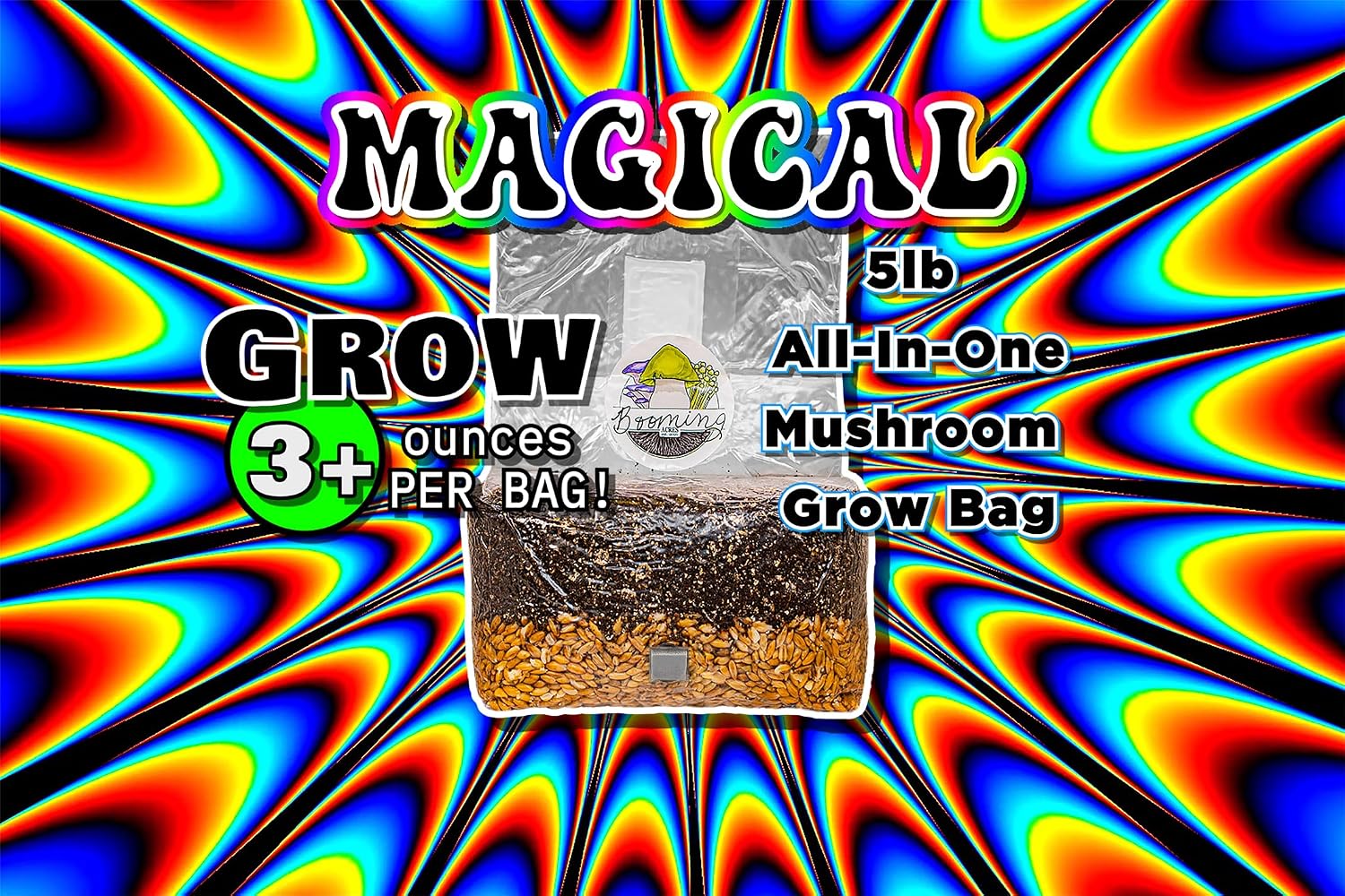 The Magical 5lb All-in-One Mushroom Grow Bag | Mushroom Grow Kit | Harvest Your own Happiness | Discover the Magic of