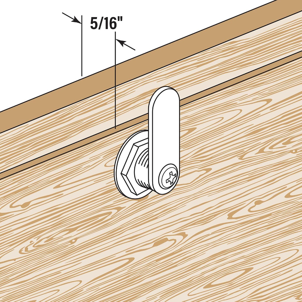U 9941 Diecast Drawer and Cabinet Lock, 3 Cams, Trim Collar, 2 Washers, 2 Keys and Fasteners, 5/8” Length for 5/16”
