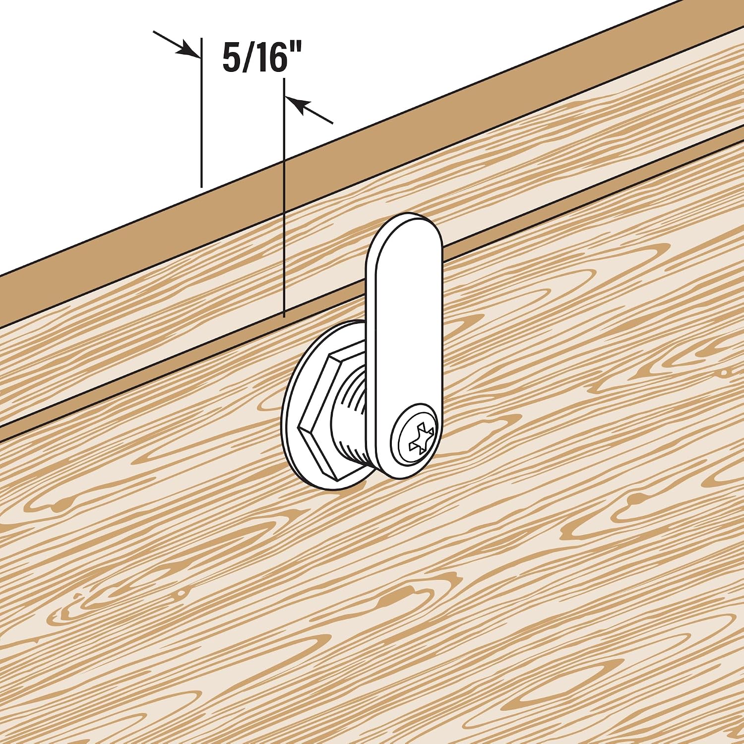 U 9941 Diecast Drawer and Cabinet Lock, 3 Cams, Trim Collar, 2 Washers, 2 Keys and Fasteners, 5/8” Length for 5/16”
