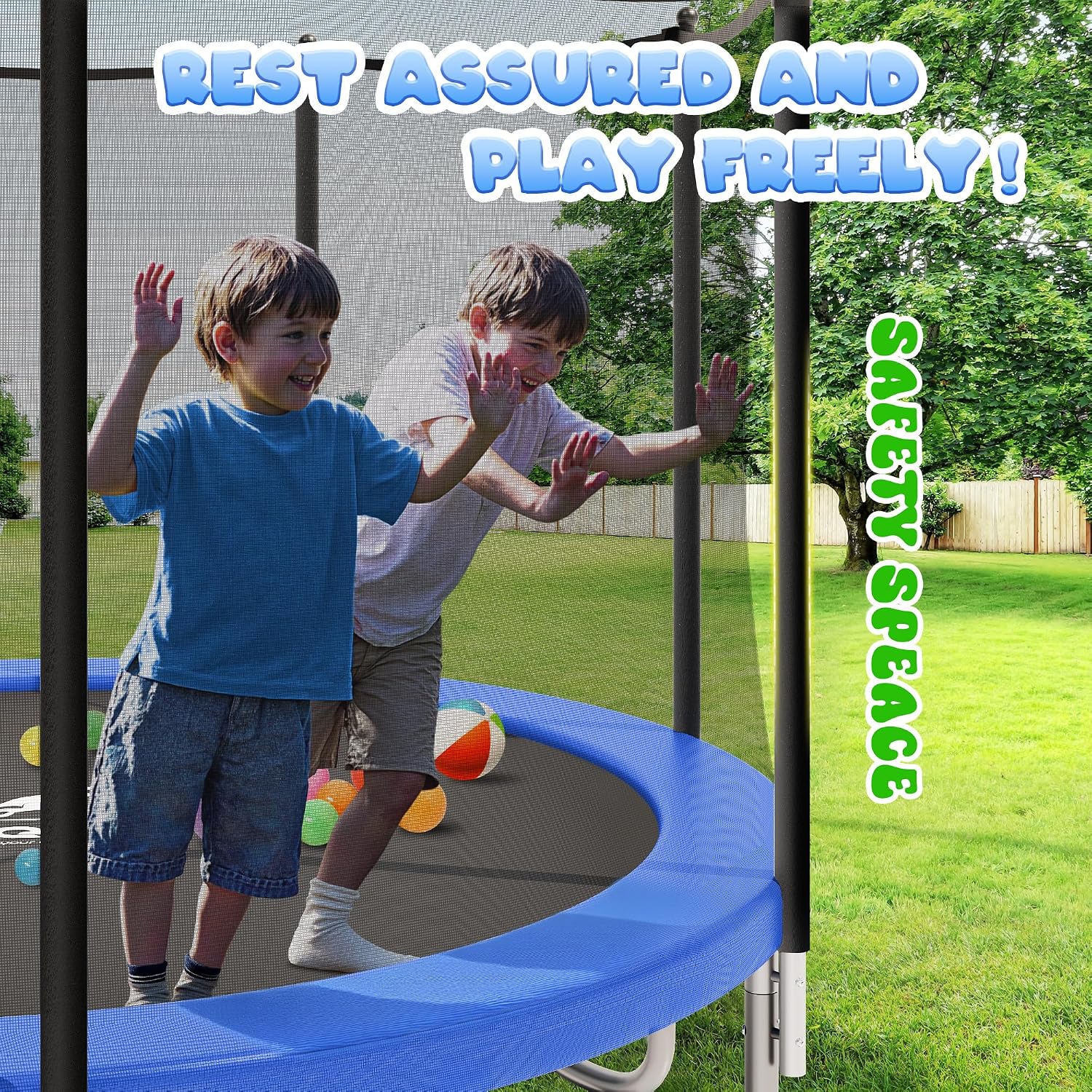 Trampoline 8FT 10FT 12FT 14FT 15FT, Outdoor Trampolines with Enclosure Net, Recreational Anti-Rust Trampolines for