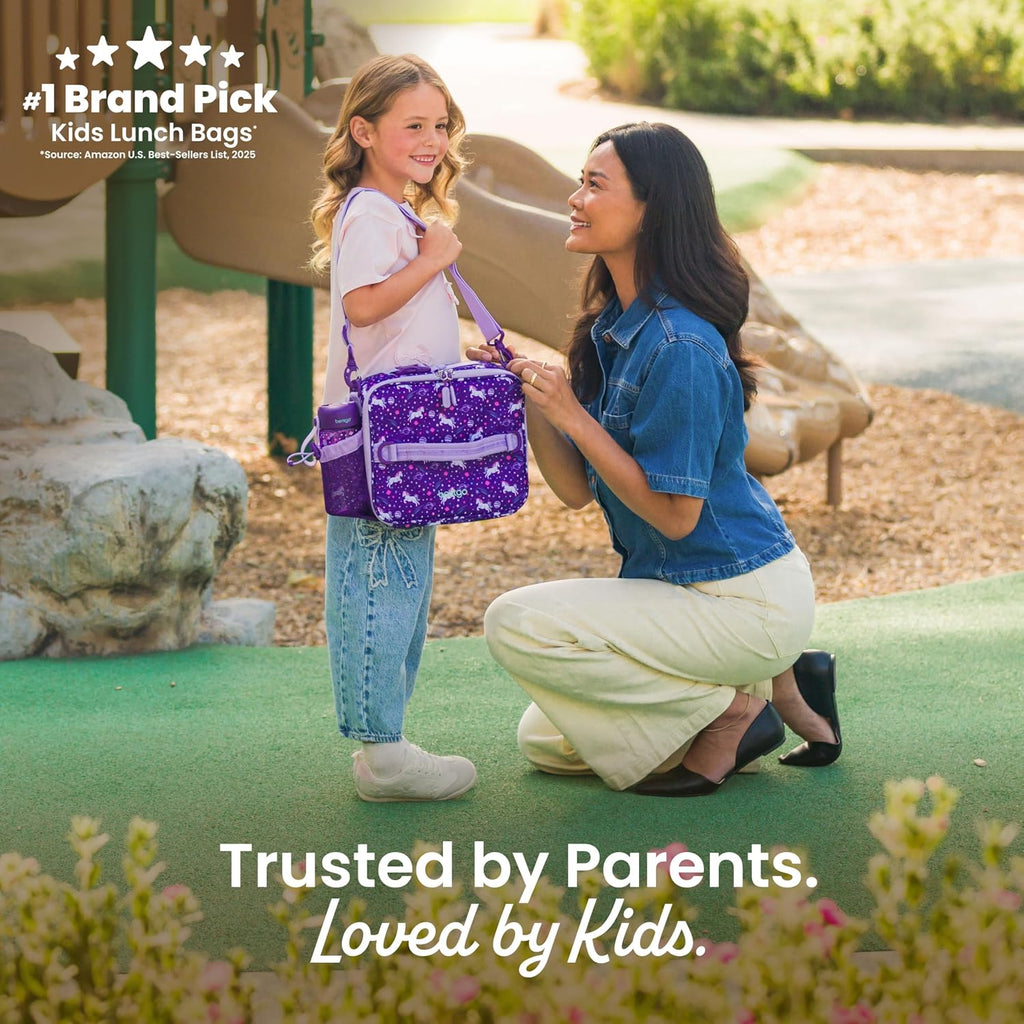 Kids Prints Double-Insulated Reusable Lunch Bag | For Kids 3+, Adjustable Strap; Holds Lunch Box/Water Bottle/Snacks;