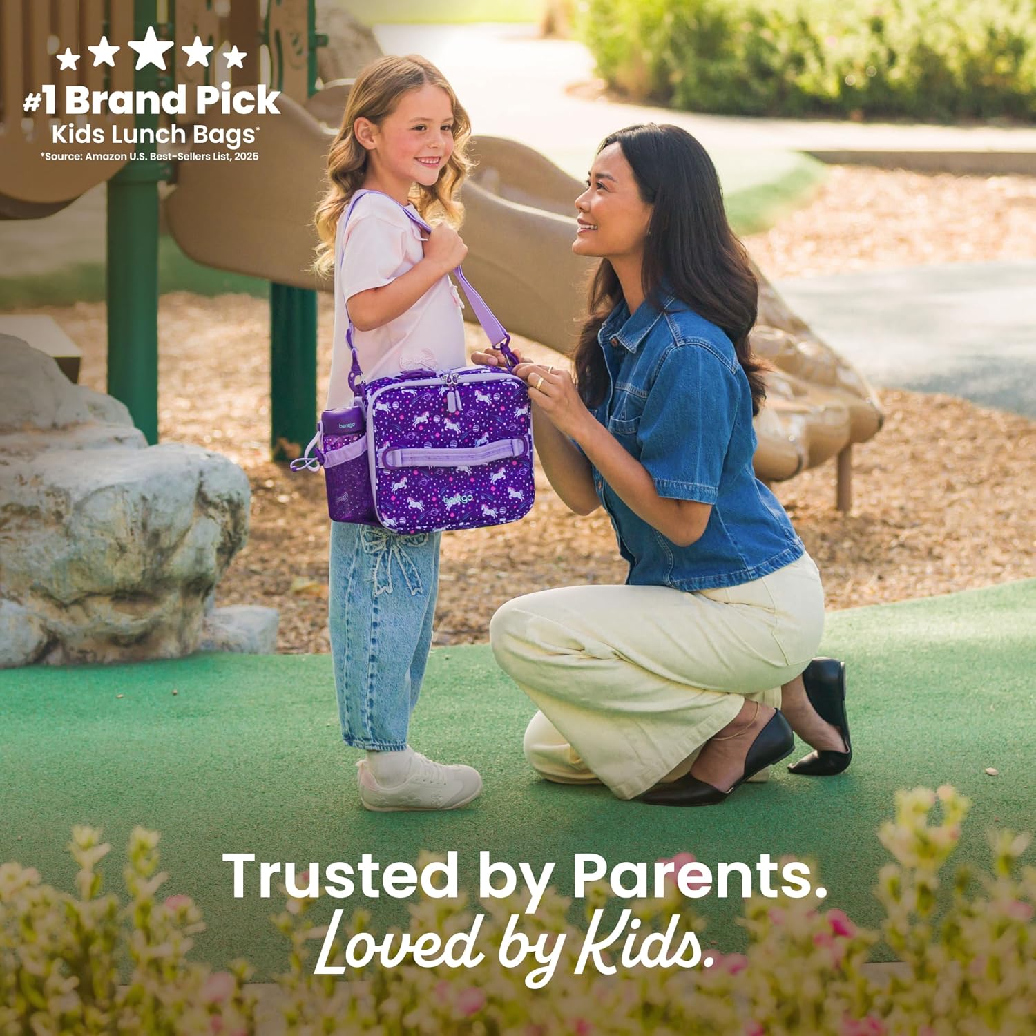 Kids Prints Double-Insulated Reusable Lunch Bag | For Kids 3+, Adjustable Strap; Holds Lunch Box/Water Bottle/Snacks;