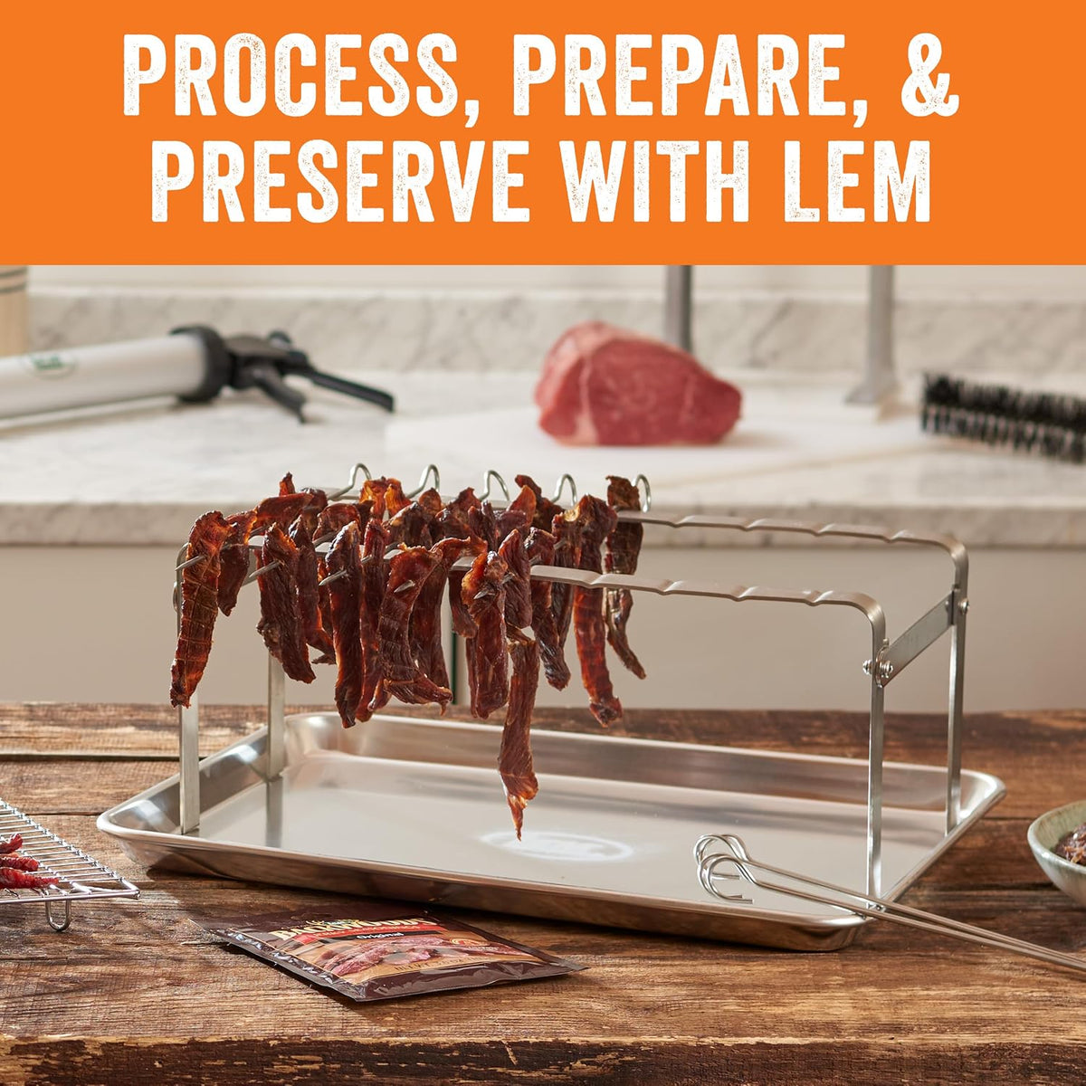 Products Jerky Hanger with 9 Skewers, Backwoods Jerky Seasoning