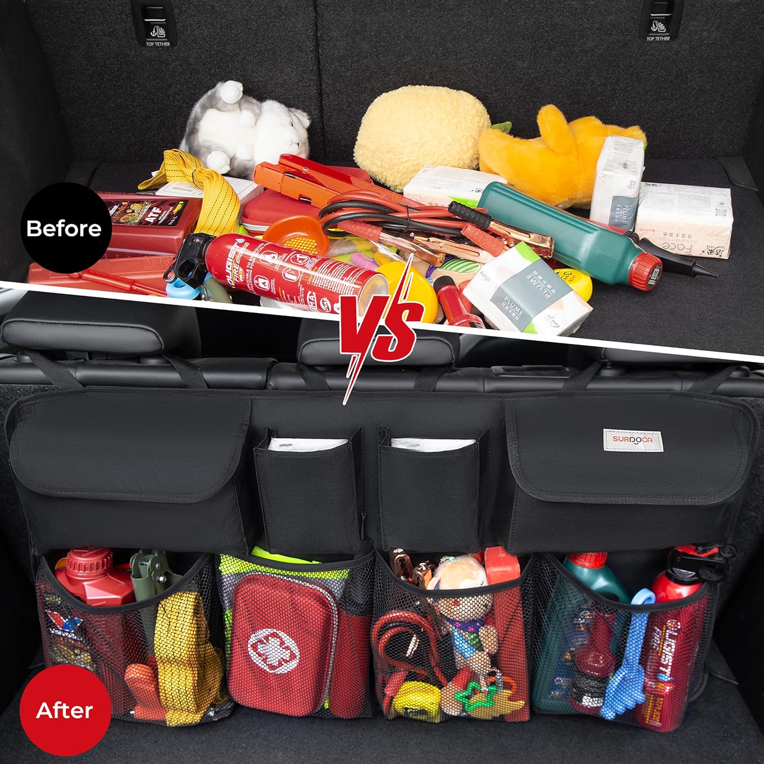 Car Trunk Organizer, LARGE CAPACITY Car Storage Bag with 8 Pockets, 7X Upgraded Trunk Storage Organizer for Car, SUV