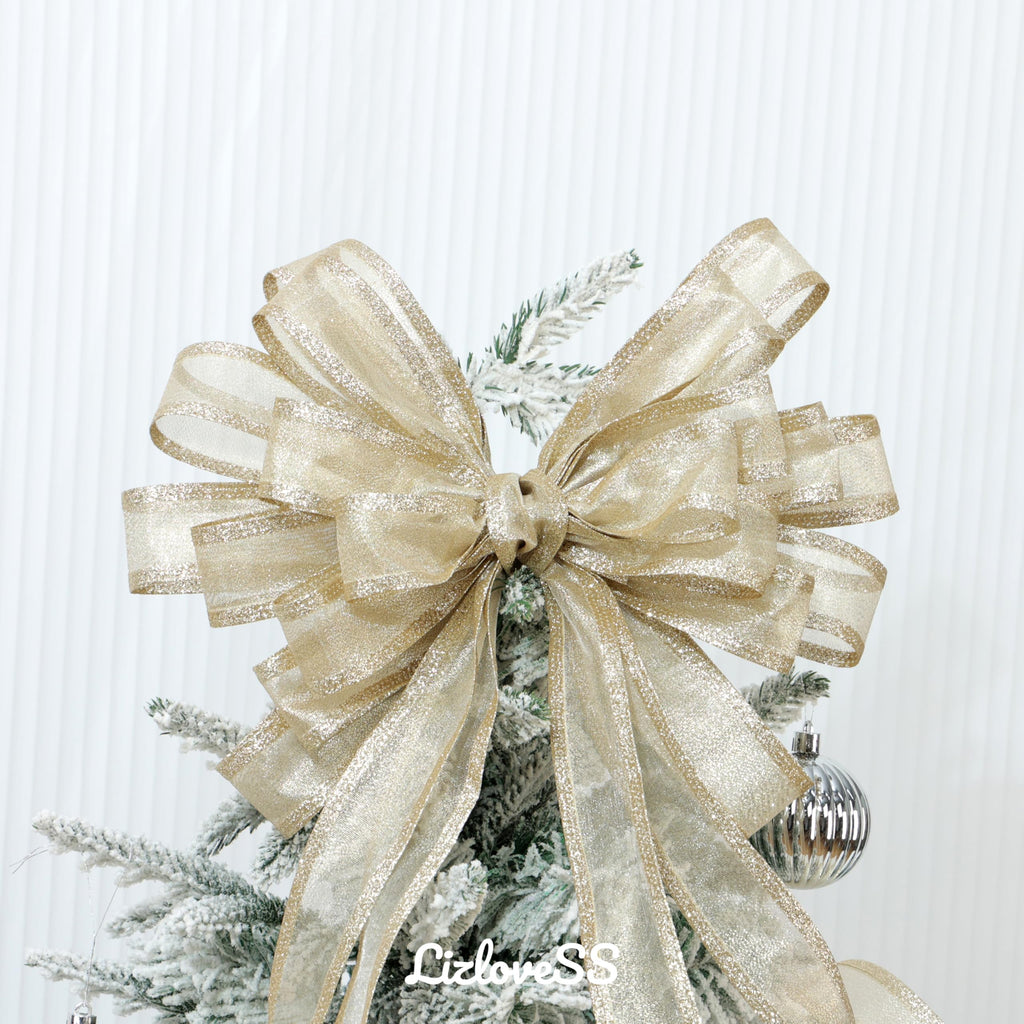 Metallic Champagne Christmas Wired Ribbon 1.5 Inch, 20 Yards