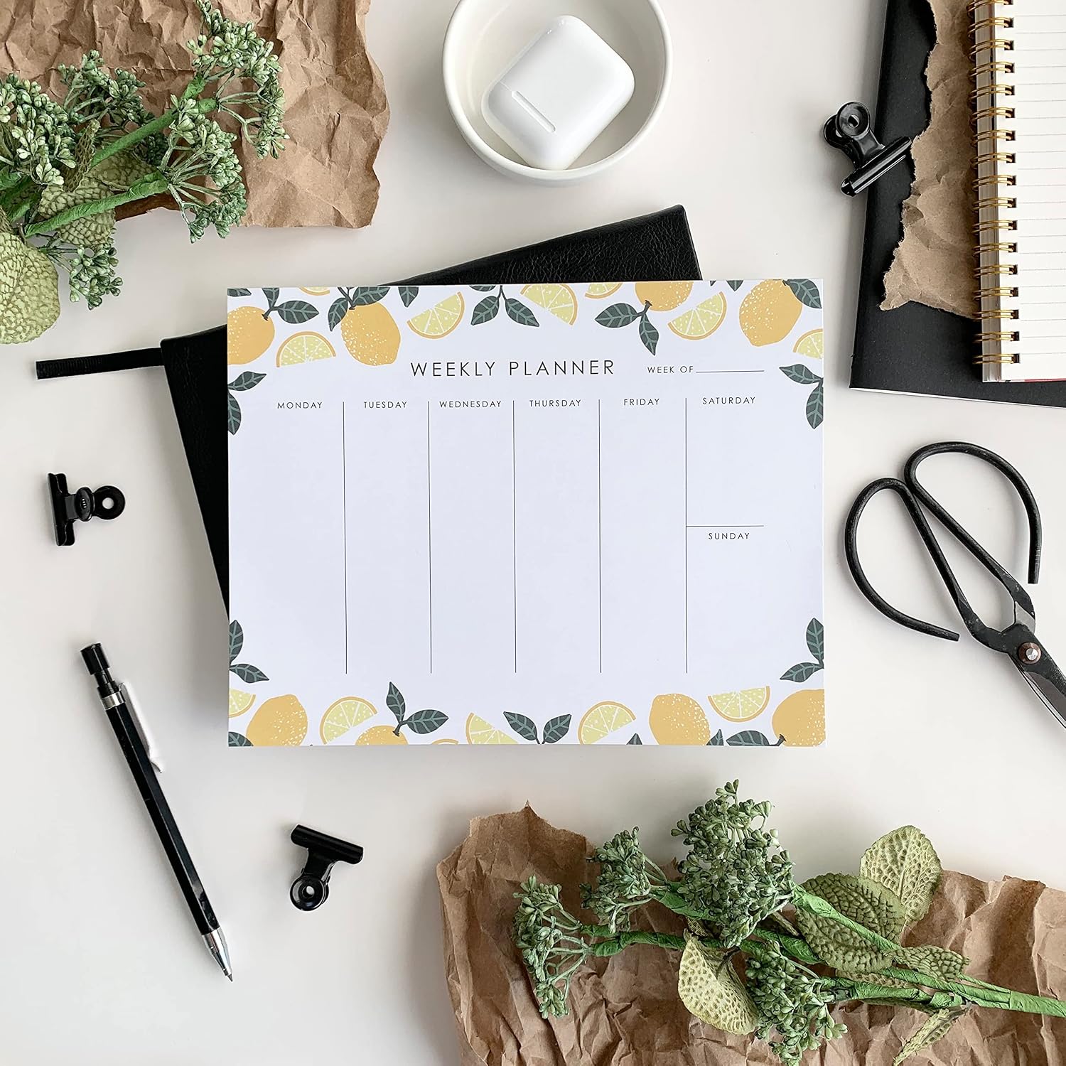 Weekly Planner Notepad - 9x7” inches, 52 tear off sheets - Undated Desk Planner Pad Calendar Notepad Organizer for