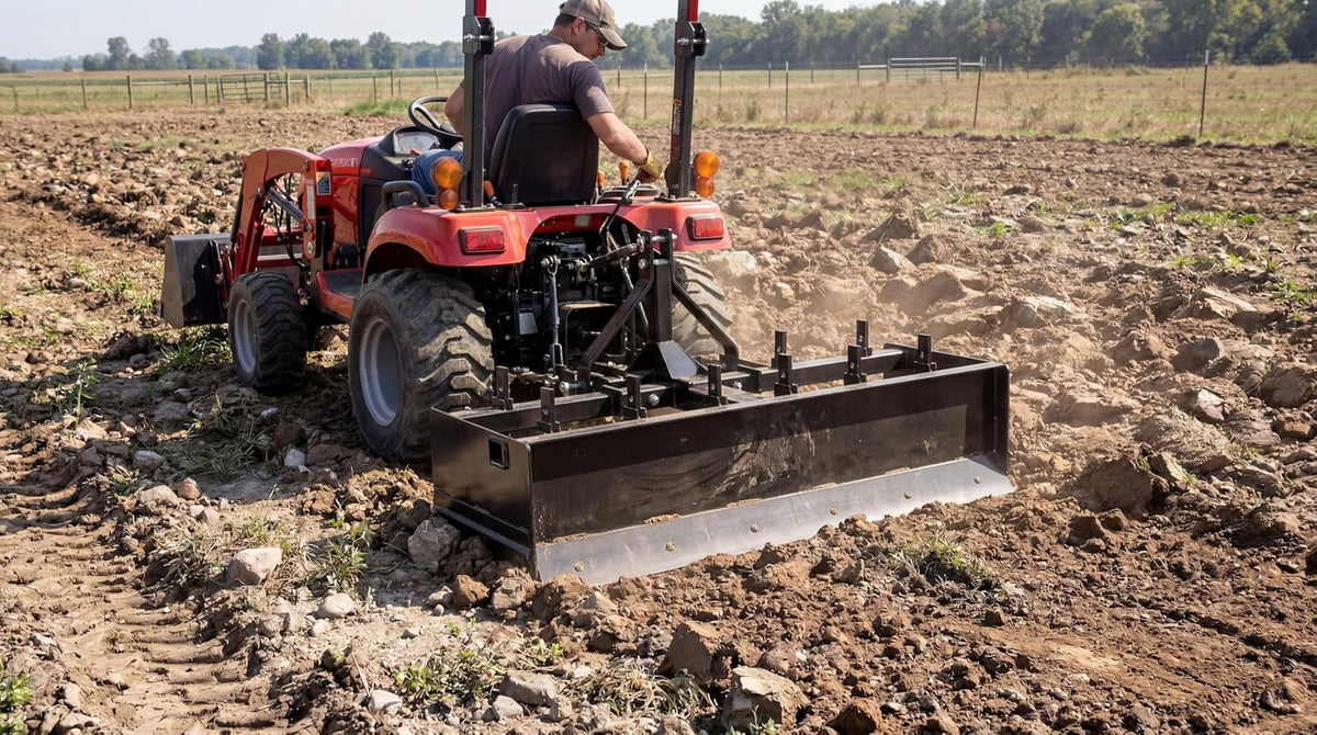 Impact IMPLEMENTS 55" Three-Point Box Scraper for Cat-0 Tractors. Great for Leveling & Grading for Crops and Planting.
