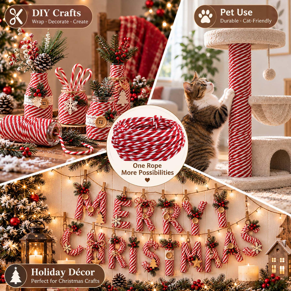 32 Ft Wired Hemp Rope, Bendable Wired Twine for Wreaths andDIY Crafts