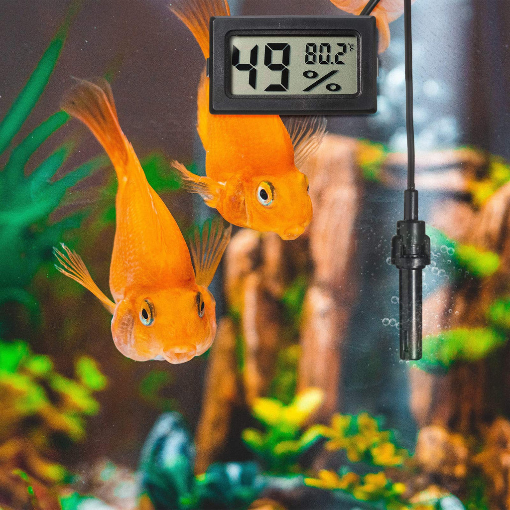 12 Pcs Digital Humidity Meter with Probe LCD Thermometer,Black